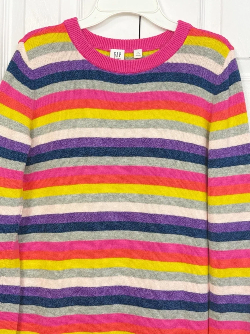 GAP Kids Colorful Pink Multi Crazy Stripe Long Sleeve Sweater Dress XXL